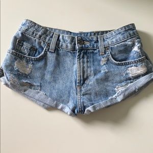 CARMAR denim jean shorts with ripped detail
